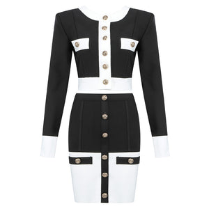 Patchwork Black White 2 Pieces Sets - Veira Trending Shop