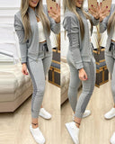 Zipper Top And Pants Set - Veira Trending Shop