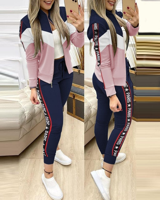 Zipper Top And Pants Set - Veira Trending Shop