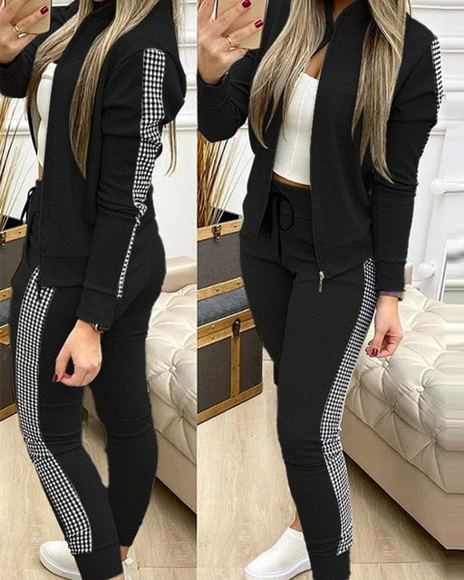 Zipper Top And Pants Set - Veira Trending Shop
