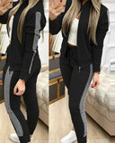 Zipper Top And Pants Set - Veira Trending Shop