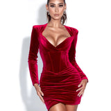Velvet Draped Dress - Veira Trending Shop