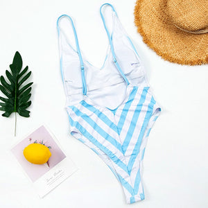 Backless Striped Swimsuit - Veira Trending Shop