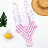 Backless Striped Swimsuit - Veira Trending Shop