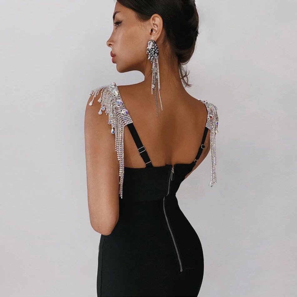 Tassel Sleeve Slip Bandage Dress - Veira Trending Shop
