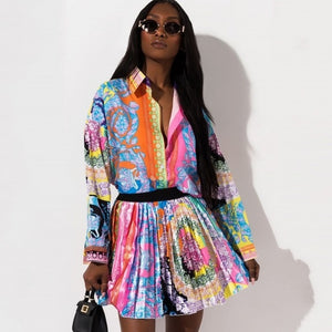 Floral Print Mini Skirt 2 Pcs Set - Veira Trending Shop