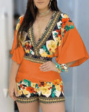 Floral Half Sleeve Romper - Veira Trending Shop