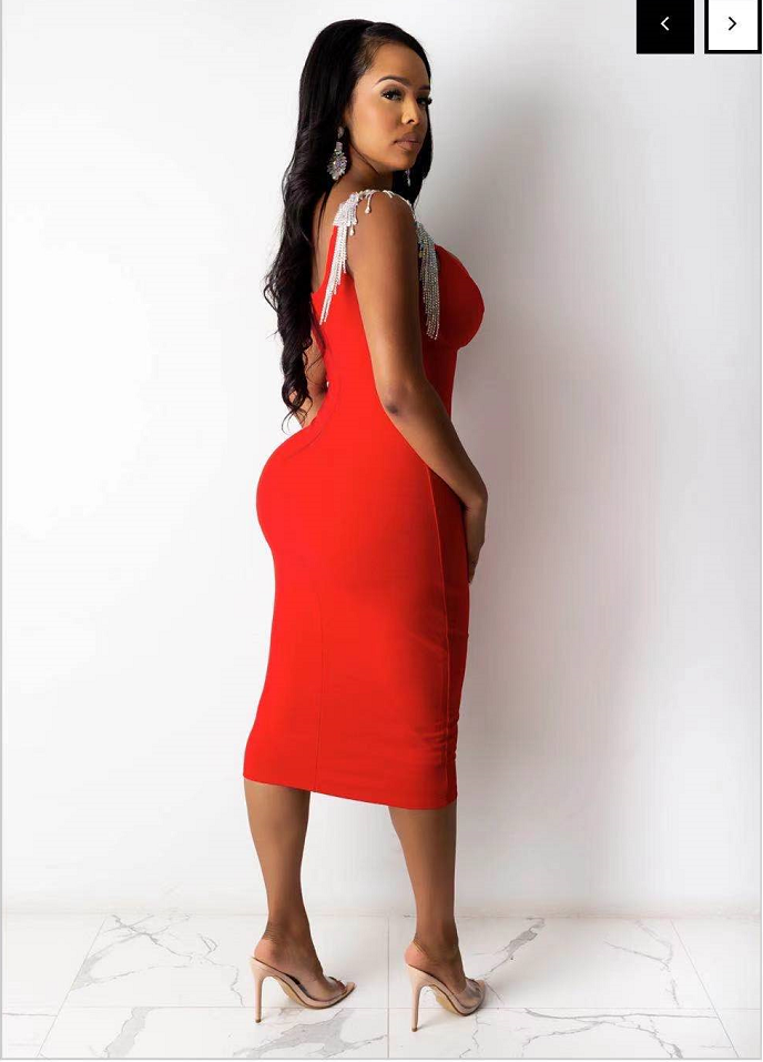 Tassel Sleeve Slip Bandage Dress - Veira Trending Shop