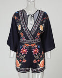 Floral Half Sleeve Romper - Veira Trending Shop