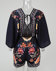 Floral Half Sleeve Romper - Veira Trending Shop
