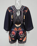 Floral Half Sleeve Romper - Veira Trending Shop