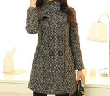 Elegant Turtleneck Plaid Coat - Veira Trending Shop