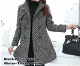 Elegant Turtleneck Plaid Coat - Veira Trending Shop