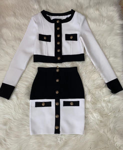 Patchwork Black White 2 Pieces Sets - Veira Trending Shop