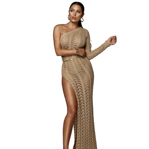 High Slit Knitted Dress - Veira Trending Shop