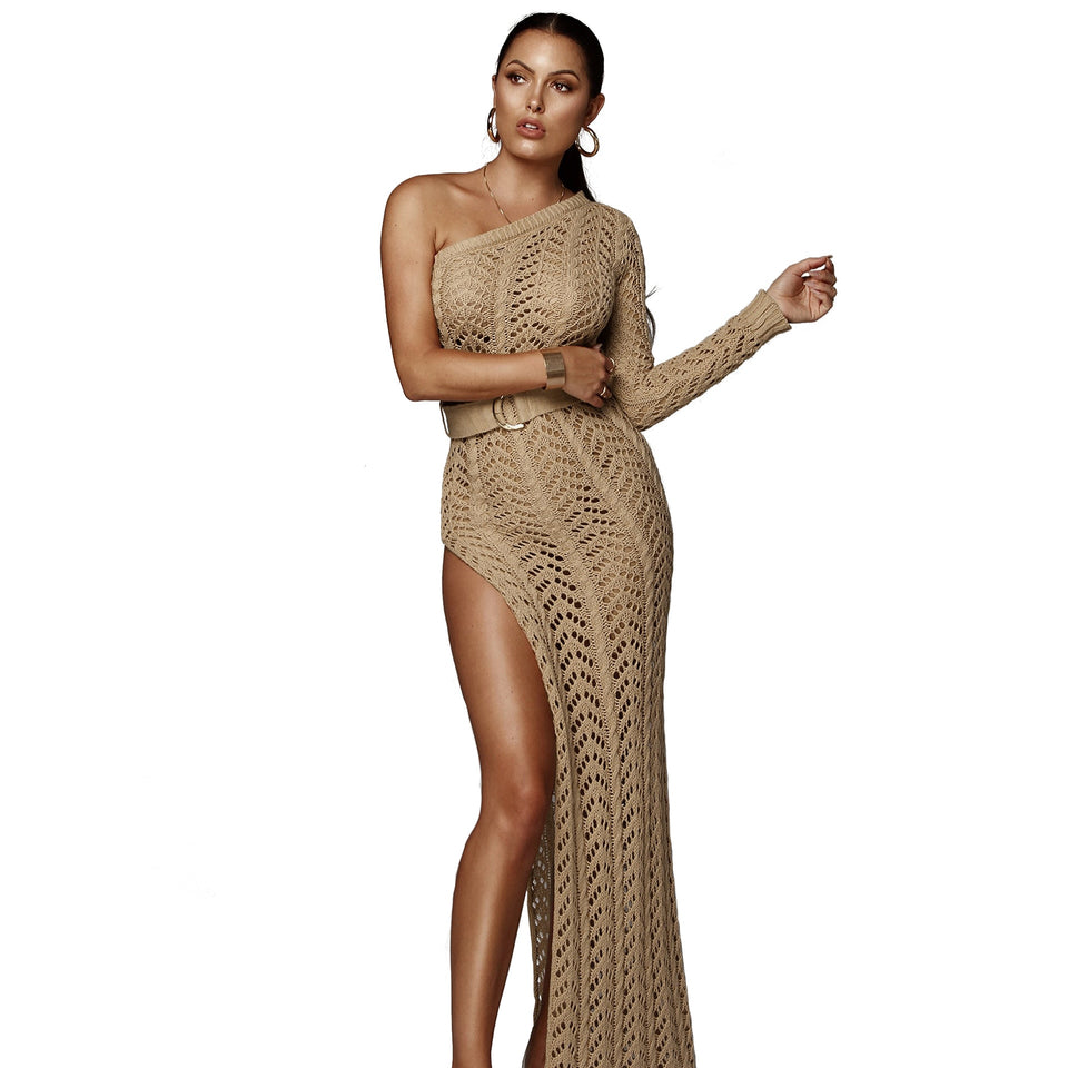 High Slit Knitted Dress - Veira Trending Shop