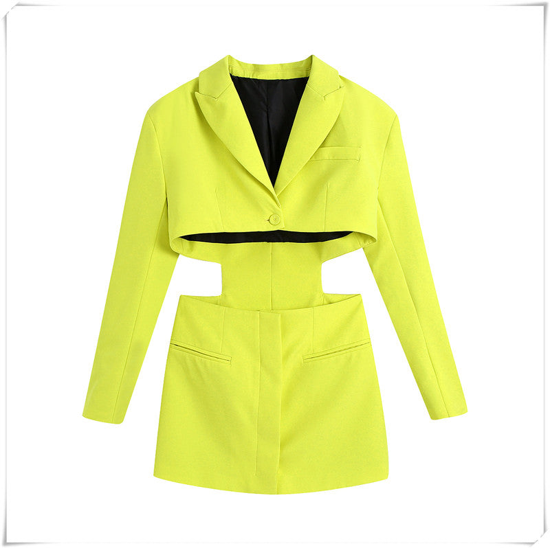 Hollow Out Waist Blazer Dress - Veira Trending Shop