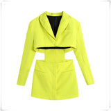 Hollow Out Waist Blazer Dress - Veira Trending Shop