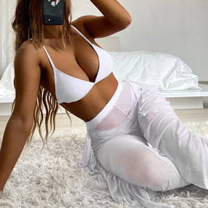 Solid Mesh 3Pcs Bikini Set - Veira Trending Shop
