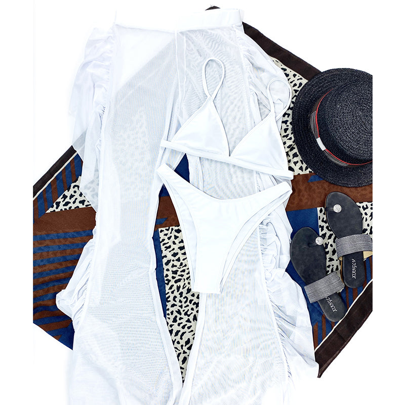 Solid Mesh 3Pcs Bikini Set - Veira Trending Shop
