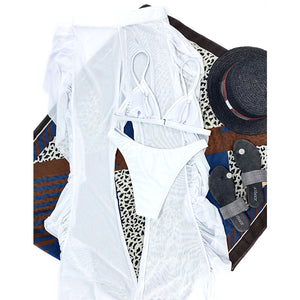 Solid Mesh 3Pcs Bikini Set - Veira Trending Shop