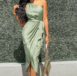 One Shoulder Party Dress - Veira Trending Shop