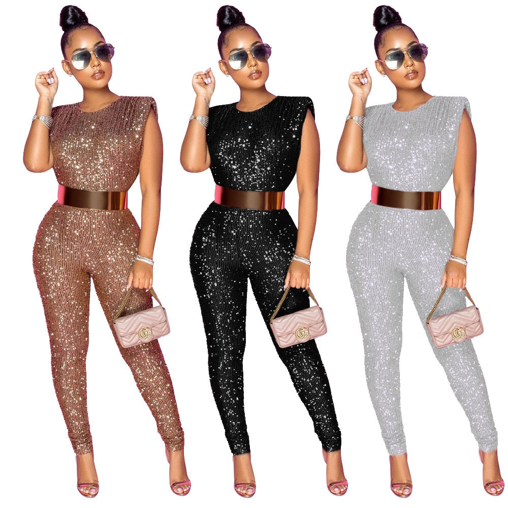 Glitter Sleeveless Party Jumpsuit - Veira Trending Shop