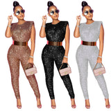 Glitter Sleeveless Party Jumpsuit - Veira Trending Shop