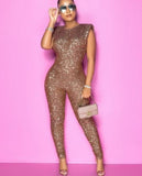 Glitter Sleeveless Party Jumpsuit - Veira Trending Shop