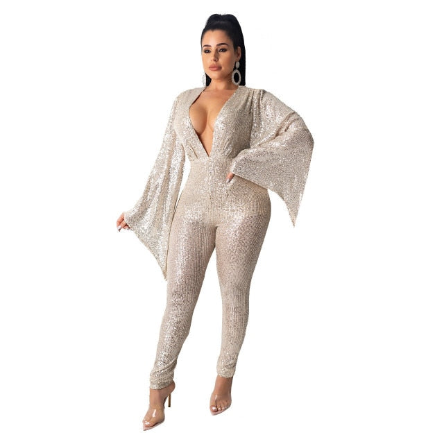 Glitter Sleeveless Party Jumpsuit - Veira Trending Shop