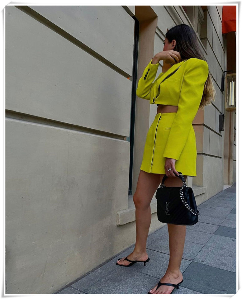 Hollow Out Waist Blazer Dress - Veira Trending Shop