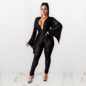 Glitter Sleeveless Party Jumpsuit - Veira Trending Shop
