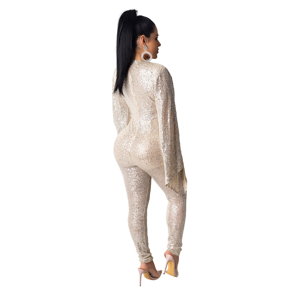Glitter Sleeveless Party Jumpsuit - Veira Trending Shop