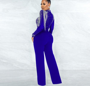 Hot Drill Mesh Shoulder Jumpsuit - Veira Trending Shop