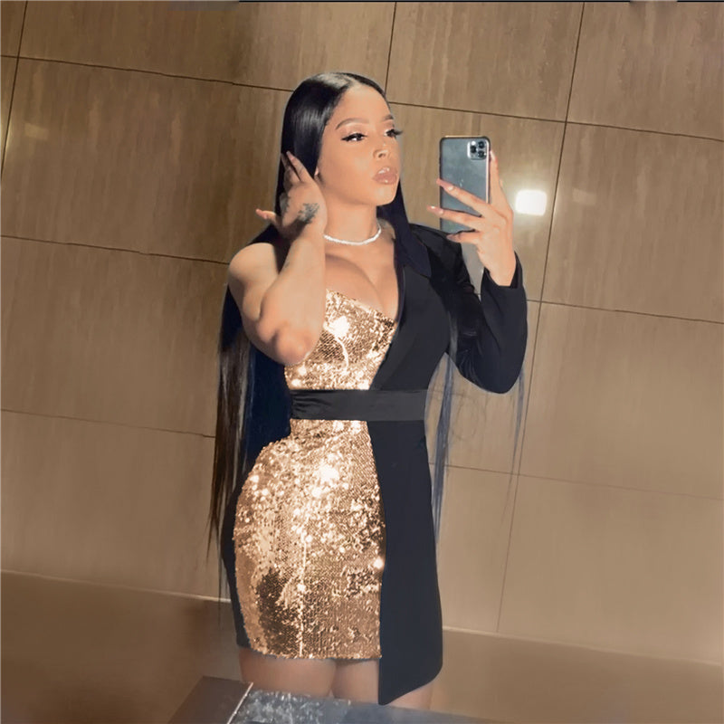 Sparkly Sequined Blazer Dress - Veira Trending Shop