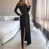 V-Neck Lace-Up Long Dress - Veira Trending Shop