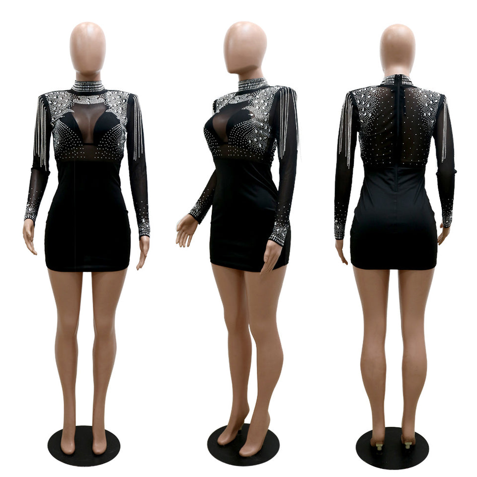 Hot Drill Mesh Shoulder Jumpsuit - Veira Trending Shop