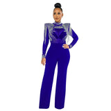 Hot Drill Mesh Shoulder Jumpsuit - Veira Trending Shop