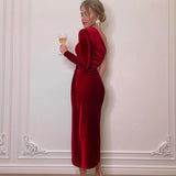Long Sleeve Velvet Dress - Veira Trending Shop