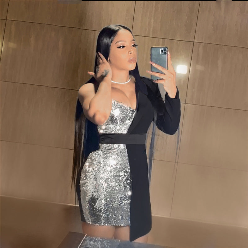 Sparkly Sequined Blazer Dress - Veira Trending Shop