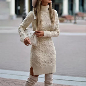Knitted Long Sleeve Dress - Veira Trending Shop