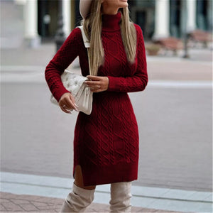 Knitted Long Sleeve Dress - Veira Trending Shop