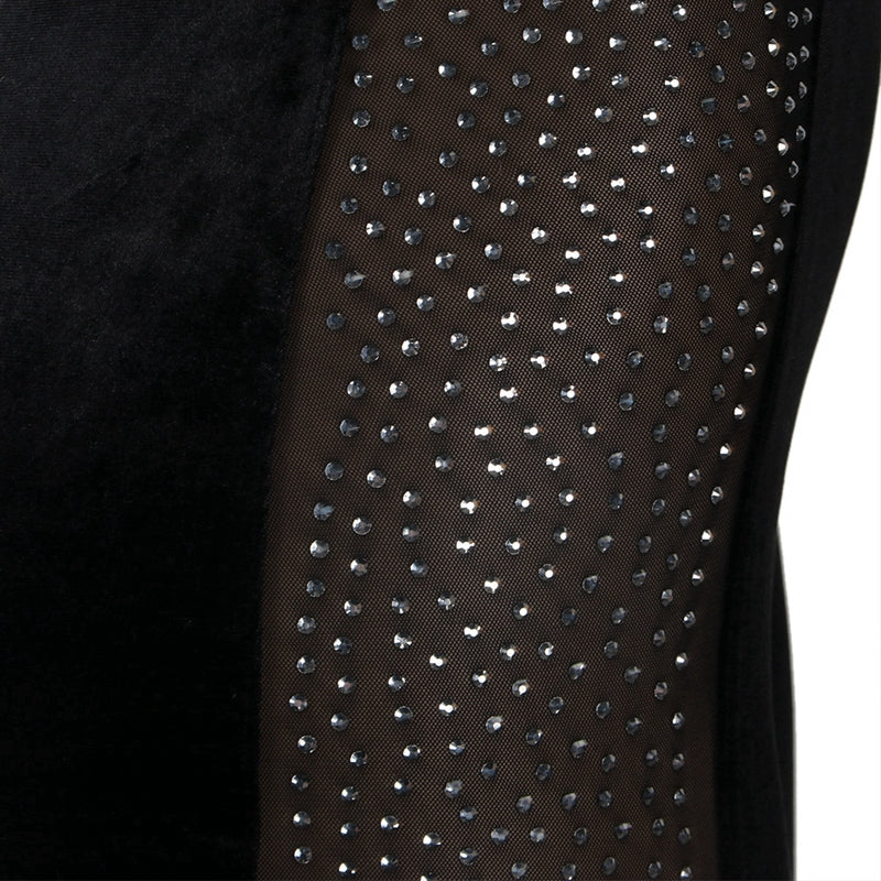 Rhinestone Patchwork Mesh Jumpsuit - Veira Trending Shop