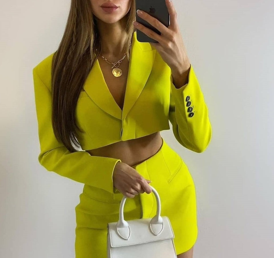 Hollow Out Waist Blazer Dress - Veira Trending Shop