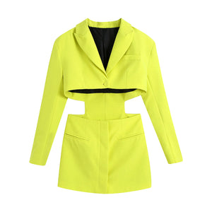 Hollow Out Waist Blazer Dress - Veira Trending Shop