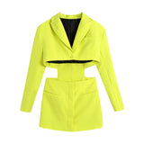 Hollow Out Waist Blazer Dress - Veira Trending Shop