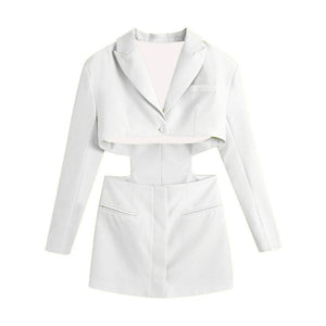 Hollow Out Waist Blazer Dress - Veira Trending Shop