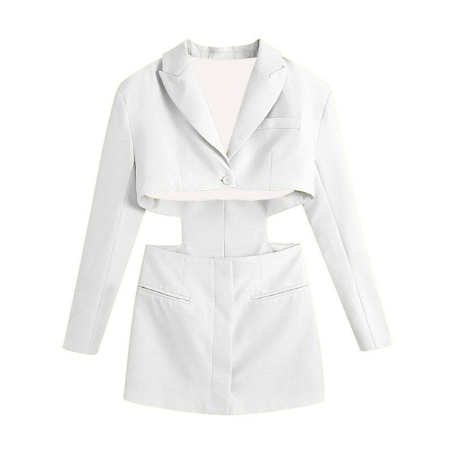 Hollow Out Waist Blazer Dress - Veira Trending Shop