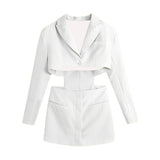 Hollow Out Waist Blazer Dress - Veira Trending Shop