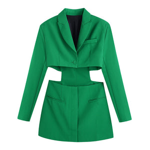 Hollow Out Waist Blazer Dress - Veira Trending Shop
